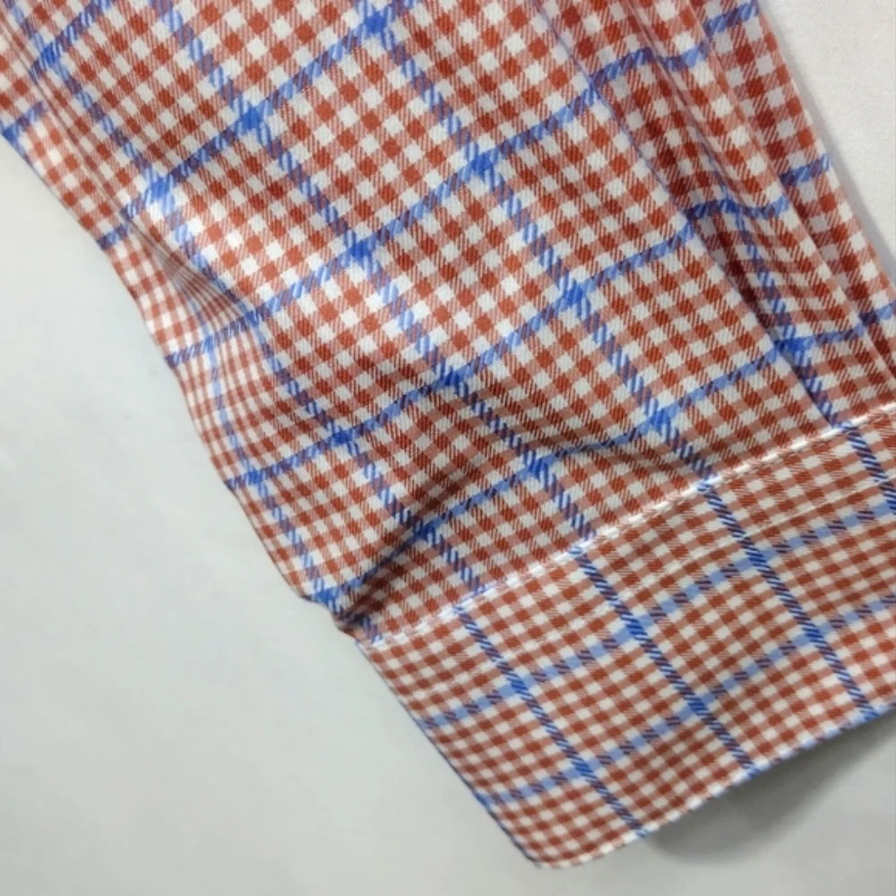 NWT Pronto Uomo Plaid Slim Fit Button Shirt Men's 15 Red Blue Office Career